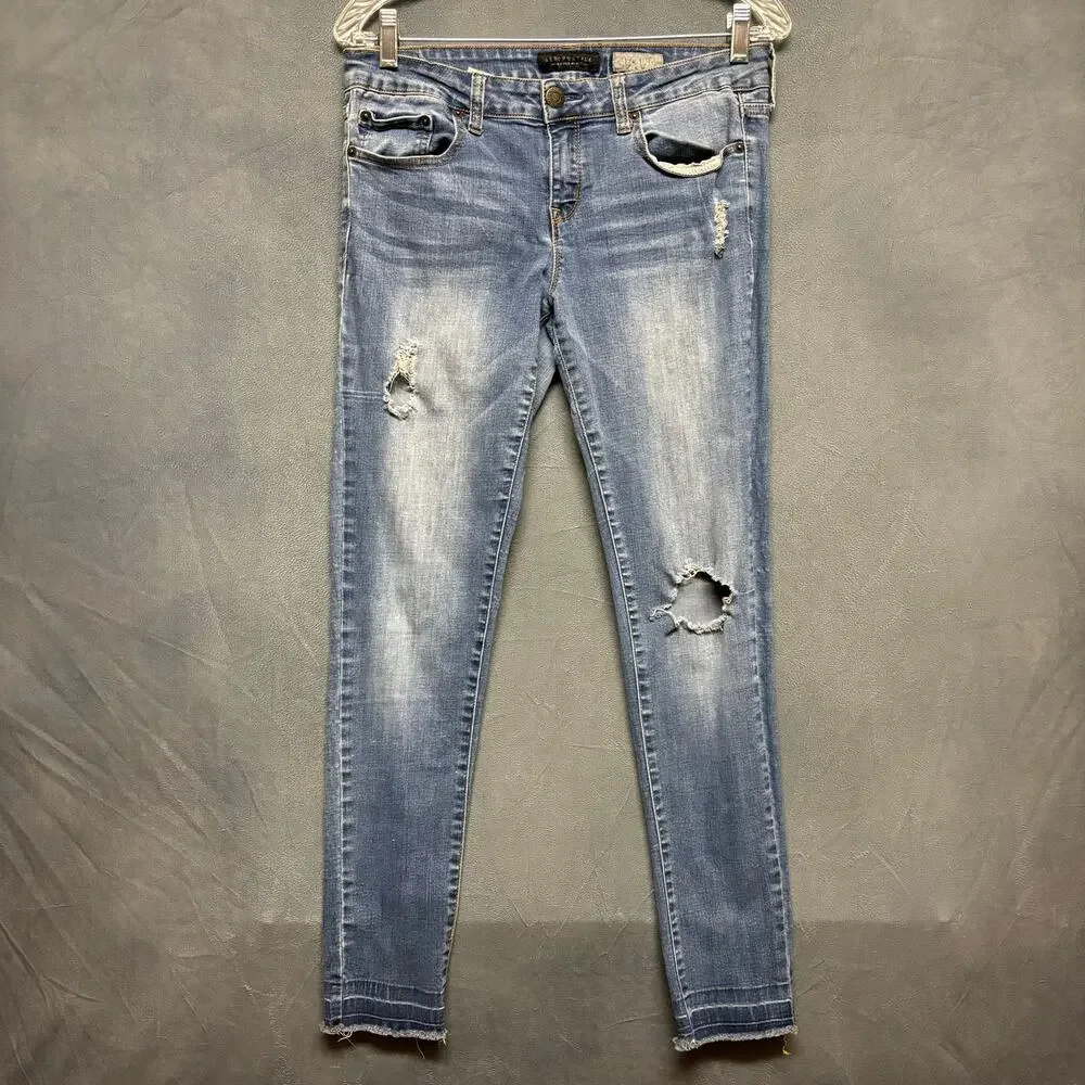 Aeropostale Jegging Jeans 10 Reg Womens Stretchy Distress Y2K Grunge Rock Skate